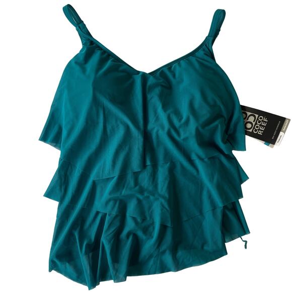 Coco Reef Women's Flourish Underwire Bra-Sized Tankini Top - Teal Cove 36C - Picture 7 of 8